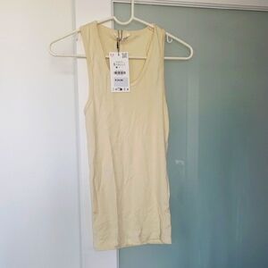 Zara New Creamy Yellow Sleeveless Tank Top
